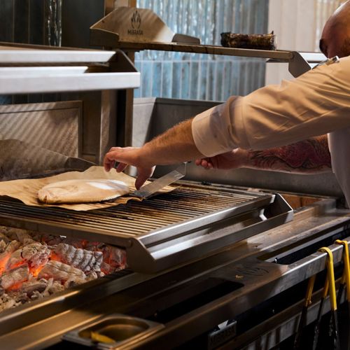 Francis Hotel Bath chef cooking at Emberwood
