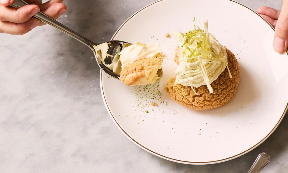 Yuzu Choux Bun from Dessert Trolley at Emberwood Brasserie